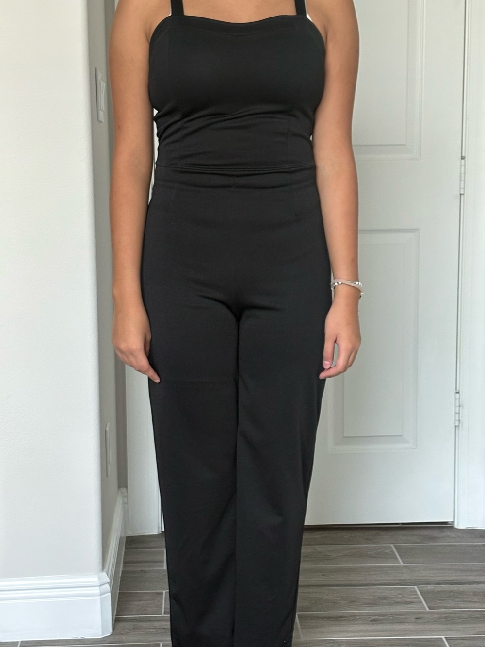 SHEIN Black Wide-Leg Jumpsuit with Square Neck